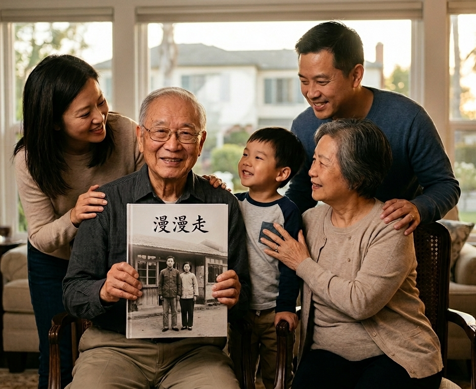 Family holding Memory Gold memoir